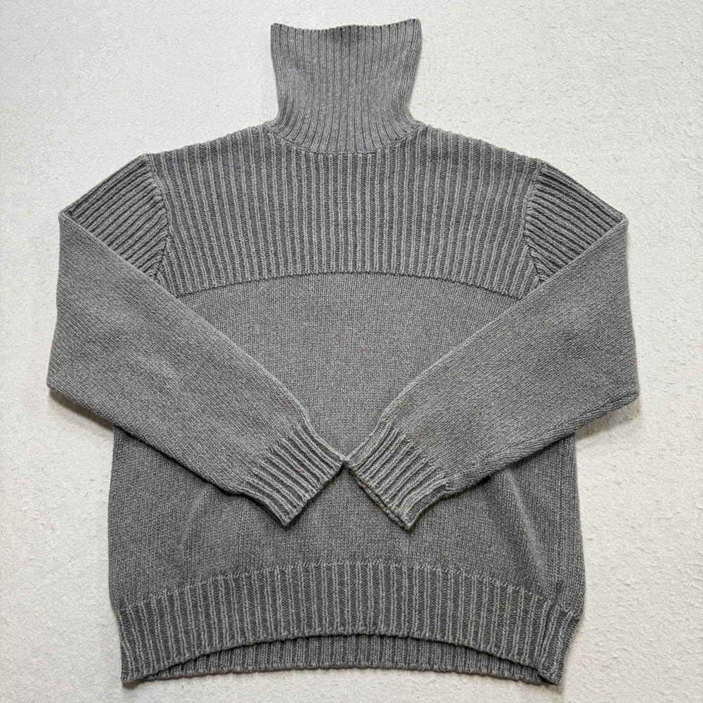 Y2K Ralph Lauren Polo Jeans Sweater Men's XL Gray Cotton Ribbed Knit Pullover